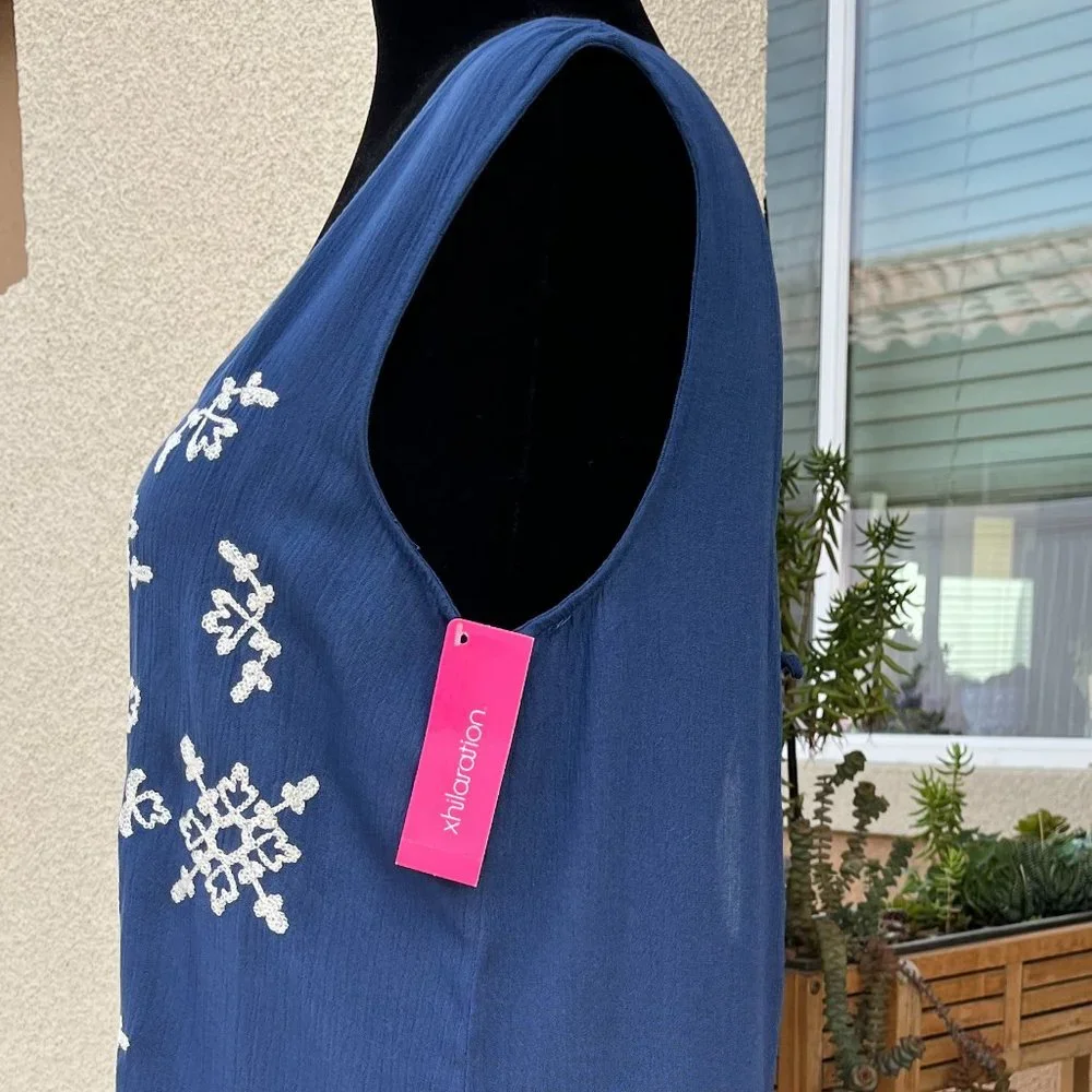 Xhilaration Blue Embroidered Romper Women Size Medium - Picture 6 of 13